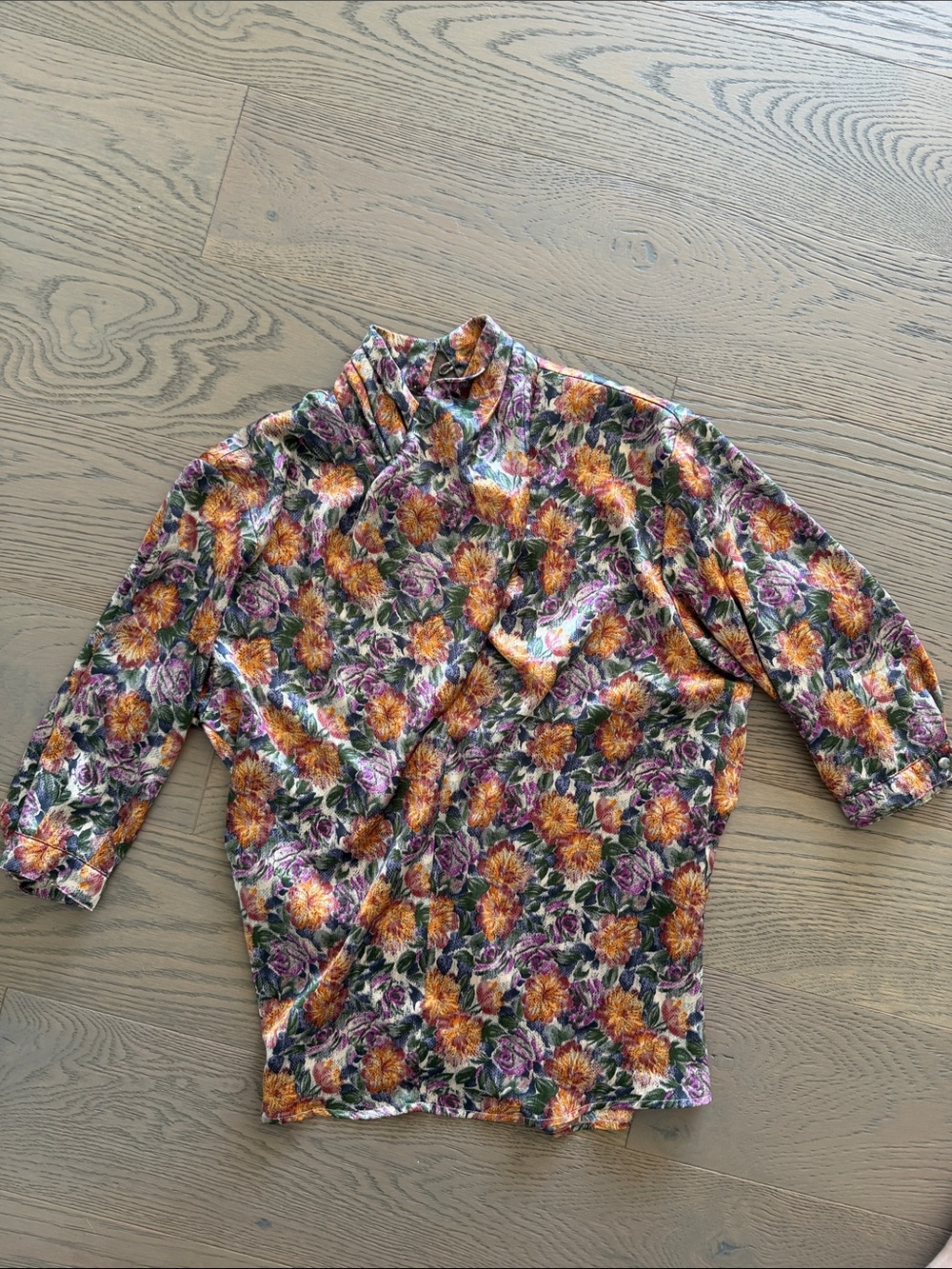 VTG Silky Floral Button-Up Blouse